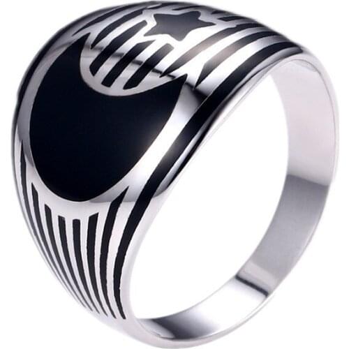 BOCAI New Real Solid New retro Smooth Surface Moon shaped Male Ring s925 Silver stylish domineering Simple Man Ring