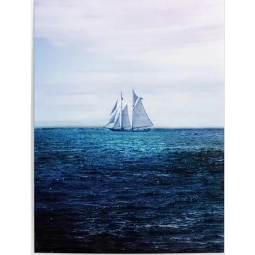 Home Decor Hd Prints Picture Wall Art Modular Sailing Ship Blue Seaview Canvas Painting For Bedroom Artwork Poster Framework