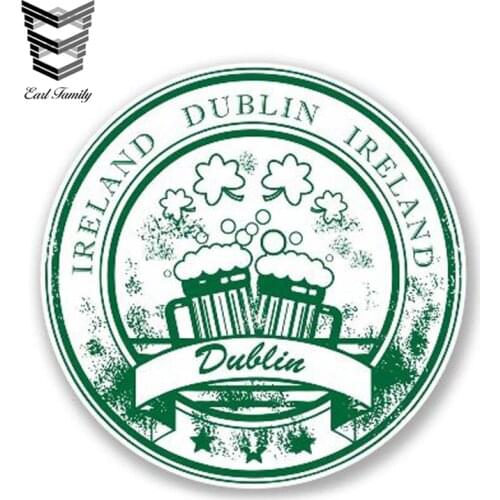 EARLFAMILY 13cm x 13cm Dublin Ireland Decal Vinyl Car Sticker iPad Laptop Travel Luggage Tag Map Flag Graphic Waterproof Sticker