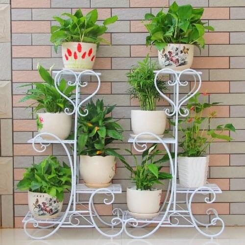 European balcony and indoor flowerpot garden flower stand pergolas flower iron white black color brown