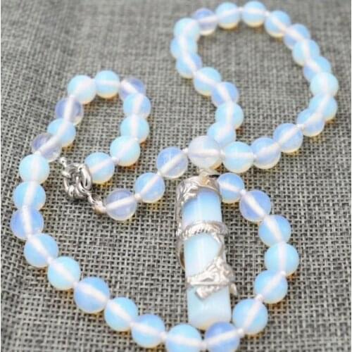 Beautiful 8mm Healing Chakra Opal Phoenix Pendant Necklace 18"