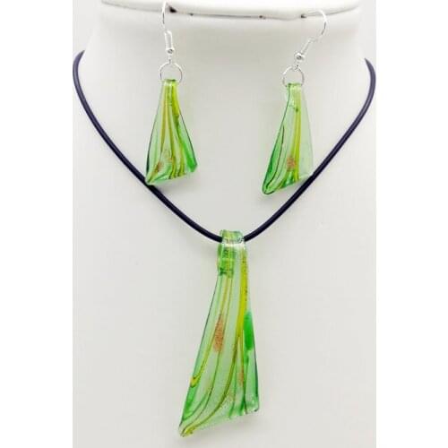 Hot sale Fashion 6 Set Baroque Art Lampwork Murano Glass Pendant Necklace Earrings Jewelry Set Wholesale N-041