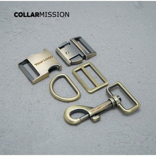 Metal buckle+Tri-Glid+D ring+metal dog clasp/set) Retailing 30mm for engraved DIY dog collar set harness good quality DIY parts