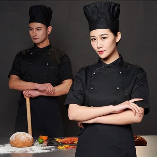 Hotel Chef Workwear Mens Short Sleeve Summer Wear Breathable Chefs Restaurant Back Kitchen School Restaurant Workwear Women
