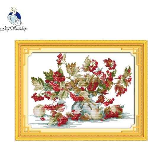 Joy Sunday Liitle red fruit Cross Stitch kits Still life Print Wall Art Painting Counted or Print On Canvas Pictures No Frame