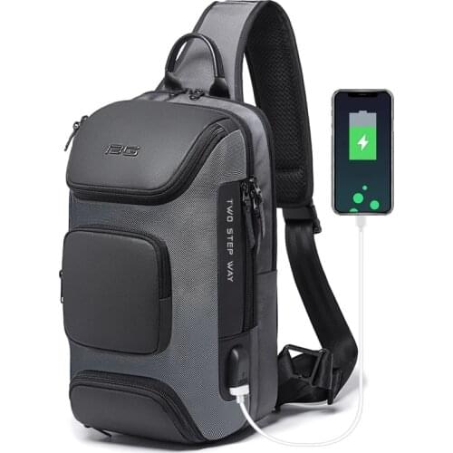 Chest Bag Multi functional USB Charging Shoulder Bags Anti-theft Short Trip Messenger Mens Oxford Crossbody Pack