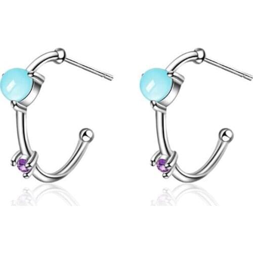 New Fashion Temperament Simple Round 925 Sterling Silver Jewelry Exquisite Circle Crystal Women Gift Stud Earrings SE816