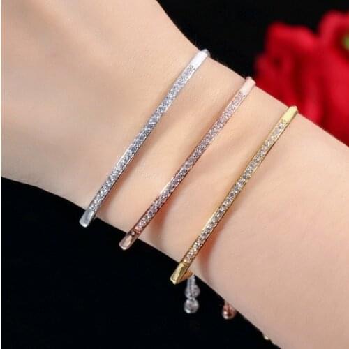 Engagement Diamond Chain Bangles CZ 18K Gold Bracelets Luxury Adjustable Bracelet Bangle for Women Bracelet Fashion Accessories