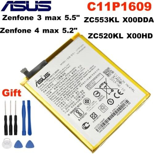 C11P1609 4120mAh Original Battery For ASUS Zenfone 3 Max ZC553KL X00DDA Zenfone 4 Max 5.2" ZC520KL X00HD Battery + Tools