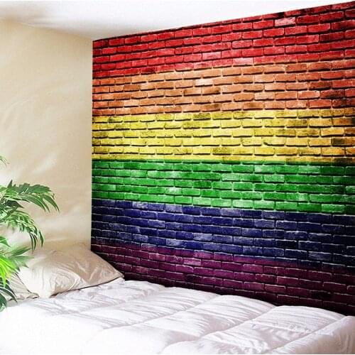 Rainbow Mosaic 3D Stone Bricks Tapestry Wall Hanging Polyester Boho Fabric Wall Cloth Art Home Decor Mandala Indian Tapestries