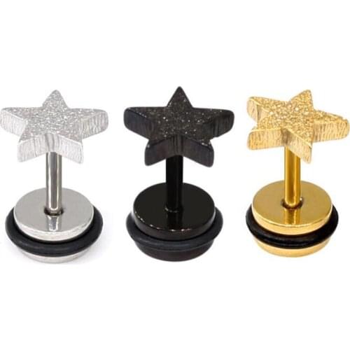 2 Pieces 16G Stainless Steel Earring Polished Star Barbell Earring Punk Helix Tragus Girl Boy Earrings Body Piercing Jewelry