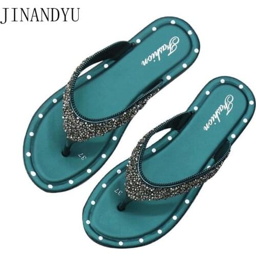 Bling Flip Flops Women Casual Slippers Beach Shoes Women Flats Green Black Woman Summer Outdoor Slides Sandles Girl Flip Flop