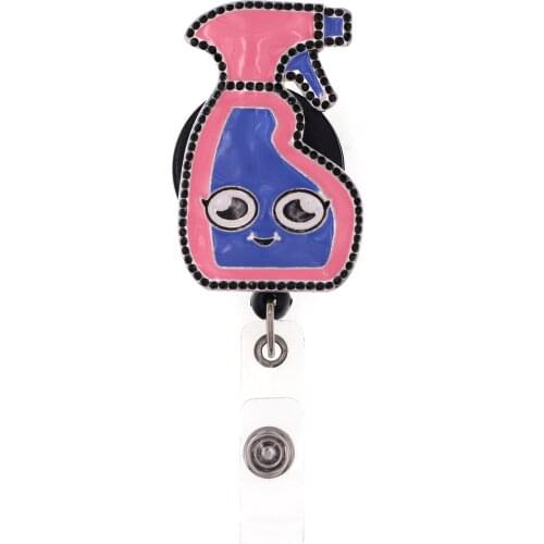 Cute Medical Cartoon Rhinestone Retractable Nurse Accessories Badge Reel ID Holder Clips