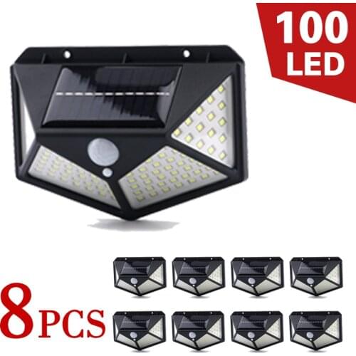 2 Pack 288LED 100LED Solar Light 208LED Garden Light Human Body Sensor IP65 Outdoor Light with Solar Panel 3 modes Function