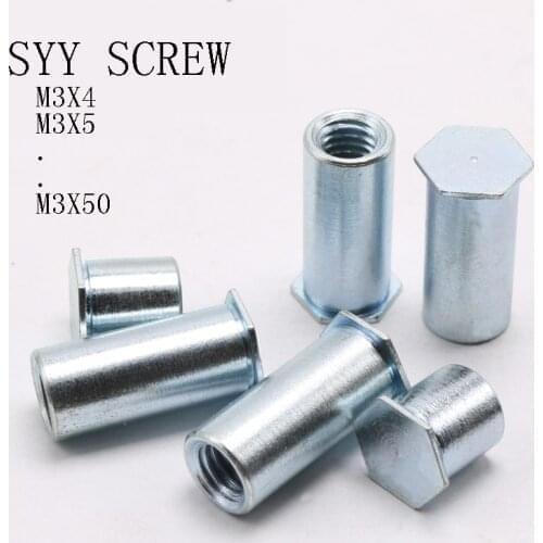 10-50pcsM3 with 4.2mm hole blind rivet studs carbon steel blue zinc plating blind hole rivet nut,PEM BSO Riveted nut studs