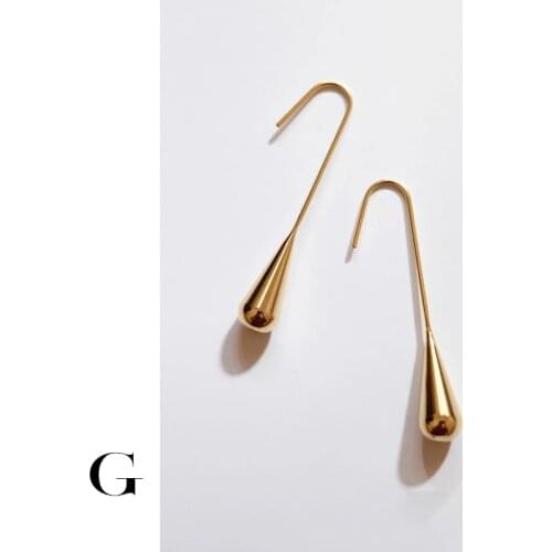 GHIDBK Gold Color Metal Water Drop Earrings for Women Minimalist Long Earrings Modern Teardrop Earrings Statement Jewellery 2018
