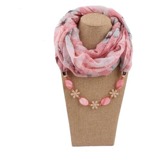 2019 Multi-style statement jewelry shell and chain pendant necklace scarf women neck scarves foulard femme ladies