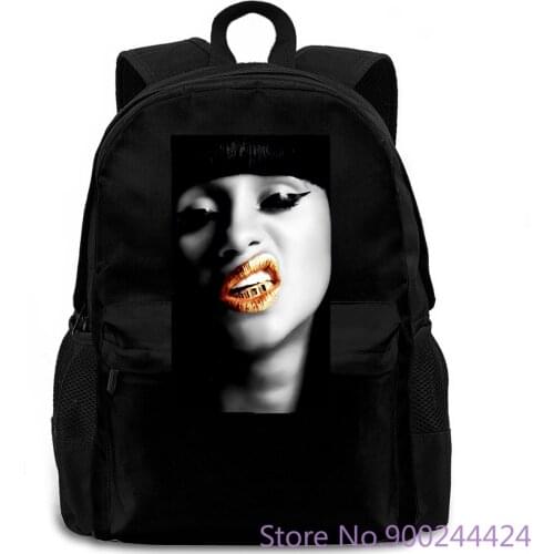 Cardi B Gold Grill Hip Hop Bodak Yellow Money Moves Leisure women men backpack laptop travel school adult student