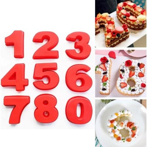 0-9 Silicone Number Mold Numbers Cake Moulds Baking Tray for Birthday Wedding Party Baking Tool 10 Inch