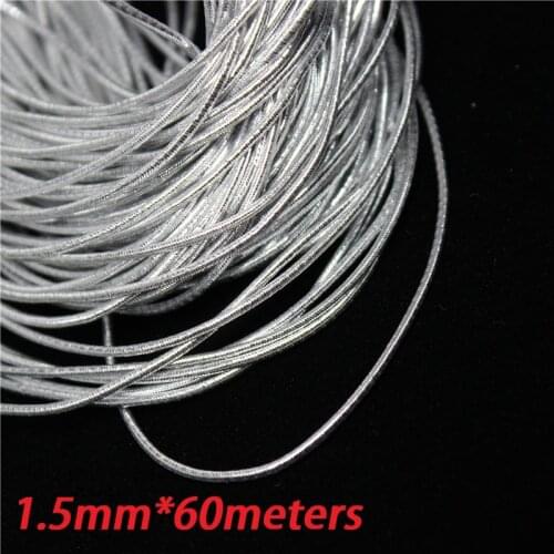 1.5mm silver elastic bungee string cord round twisted string rope 60 meters/roll DIY cords for jewelry finding