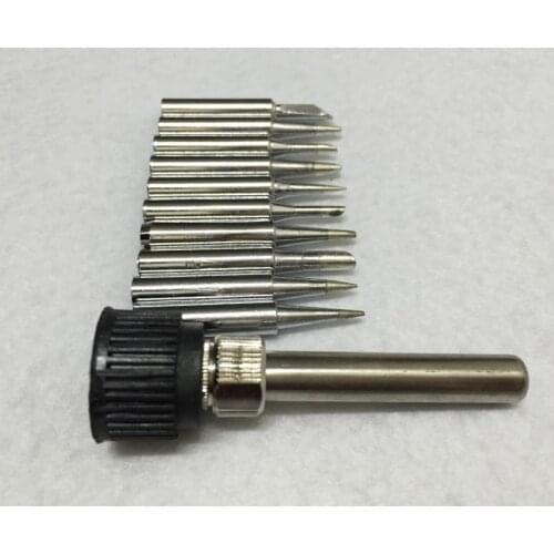 10Pcs Tips+1Pcs Iron Casing Lead-free Solder Iron Tips 900M-T For 936 SAIKE ATTEN AOYUE KADA YIHUA Soldering Rework Station Iron