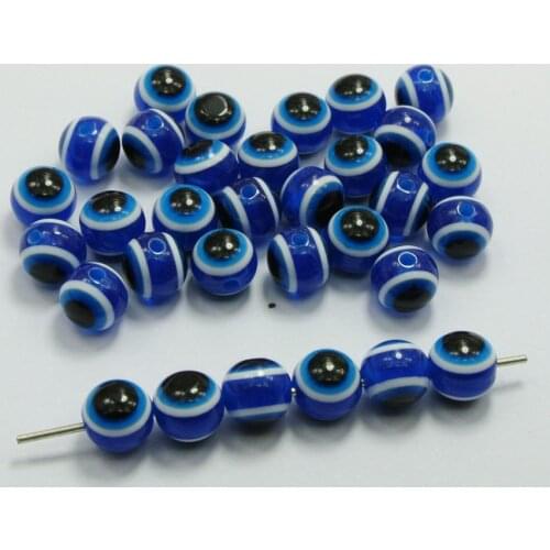 200 Royal Blue Acrylic Kabbalah Evil Eye Ball Round Beads 8mm (0.31")