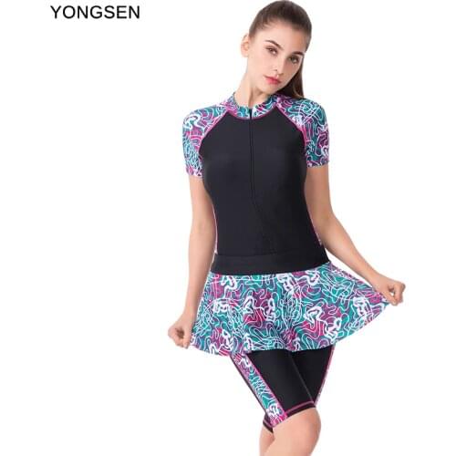 2020 Muslim Swimsuit Islam With Flowers Clothing Burkinis Plus Size Islamic Swim Short Sleeve Women Full Face Hijab Swimwear