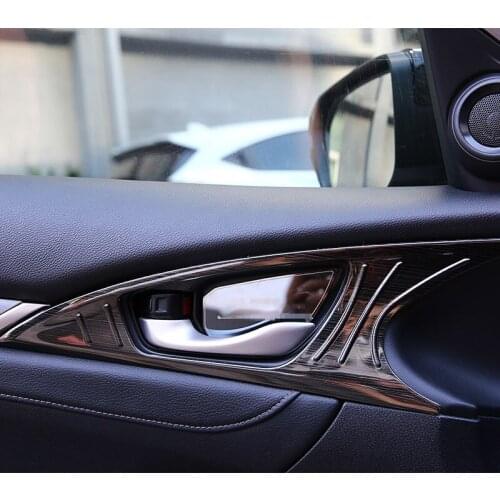 4PCS Auto Car Styling For Honda Civic 10th 2016 2017 Modified Stainless Steel Inner Door Handle Frame Stickers Accessories
