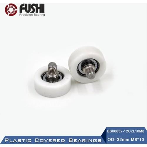 608ZZ Screw Pulley Bearing OD 32 mm M8*10 ( 2 PCS ) Doors and Windows Roller Mute Wheel POM 608 Plastic Covered Bearings