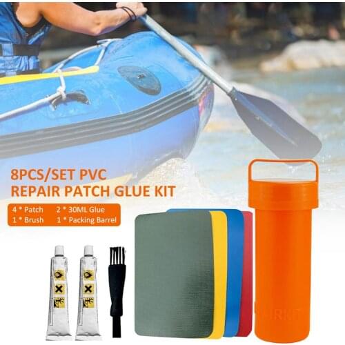8PCS/Set PVC Repair Patch Glue Kit Waterproof Durable Repair Kit for Inflatable Boat Leather Sofa