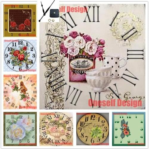 2020 top popular flower 5d diamond embroidery clock 5d diamond mosaic sale rhinestone pictures decoration home wall sticker
