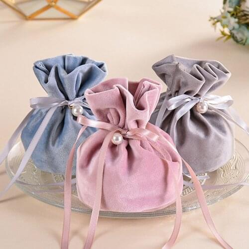 Velvet Yarn Wedding Candy Gift Bags With Pearl Europe Chocolate Package Bag 9*12 Cm High Quality Wholesale