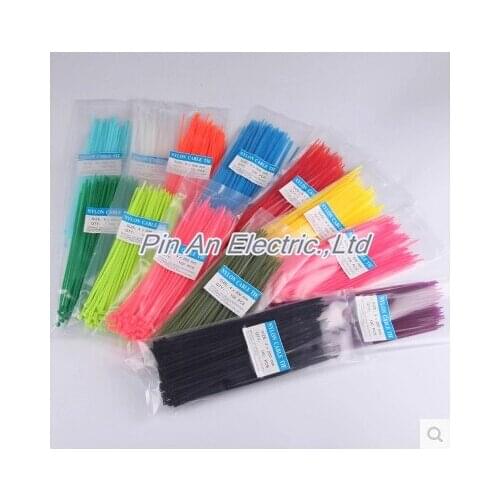 Free Shipping 100Pcs 4*200 Cable Tie Colorful Self-Locking Nylon Wiring Accessories Red Green Black White 4x200