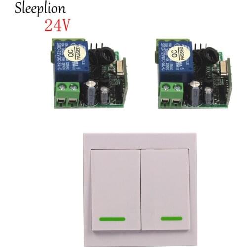 Sleeplion 24V 10A Relay Wireless Wall Switch Transmitter 2 Receiver Door Lights LED ON/Off