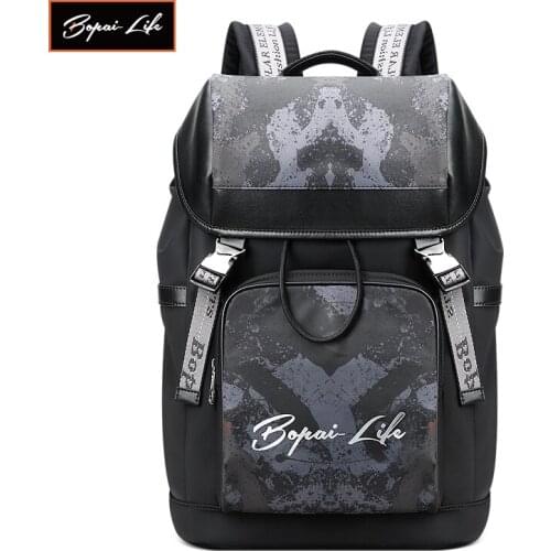 BOPAI LIFE Mens Travel Backpack USB Charging Leisure Trip Bag Backpacking Large Capacity Water Repellent Outdoor Sports Packs