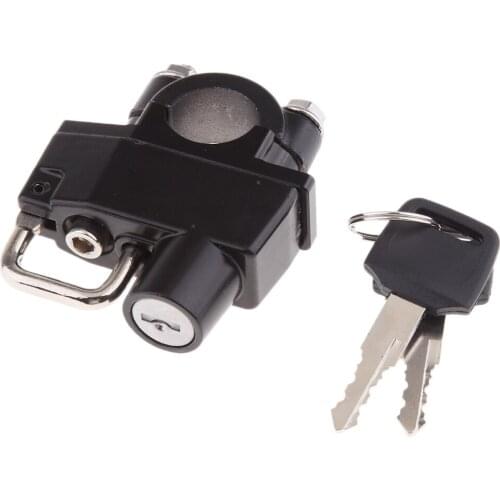 Black Universal Motorcycle Motorbike Helmet Lock & 2 Keys Set for 7/8'' 22mm Bar