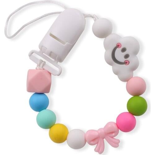 Baby Food Grade Silicone Bead Pacifier Clip Chain Safe BPA Free Cute Cloud Newborns Teethers Toddler Teething Chew Toy Gift