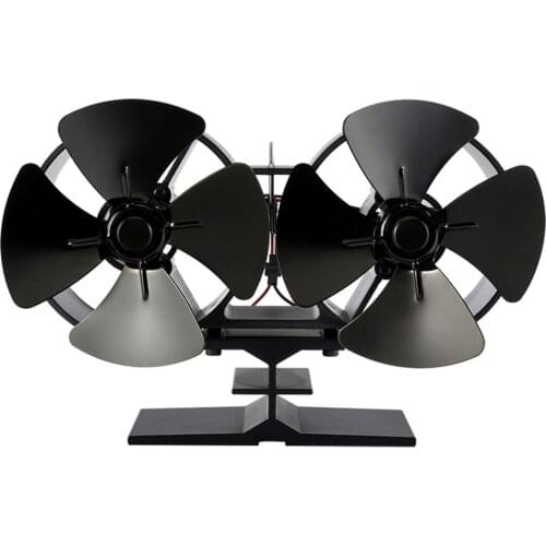 Efficient Double Black Fireplace Fan Heat Powered Stove Fan komin Log Wood Burner/FirPowered Stove Fan Quiet Heat robust
