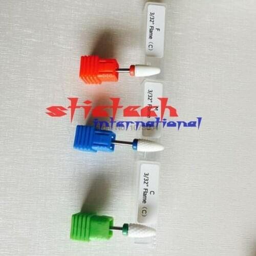 By ems or dhl 20pcs 3/32" Medium Flame Cuspidal nail toll Bit Polish Tool Stone Head Electric Manicure Cutter Nail Files