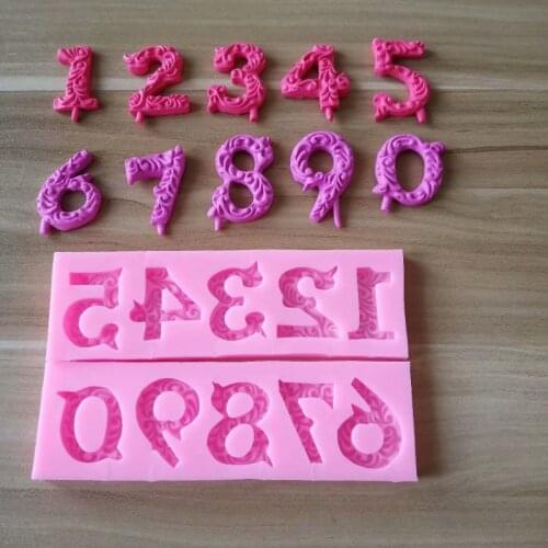0-9 Arabic Number Lollipop Silicone Mold Fondant Cake Chocolate Mold Baking DIY Tools