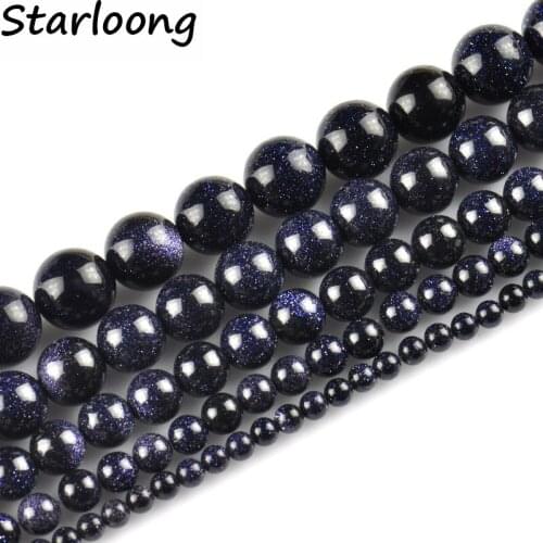 Blue SandStone Round Selectable Size 2-12mm Natural Stone Spacer Loose Strand Beads for Jewelry Making DIY Bracelet Necklace
