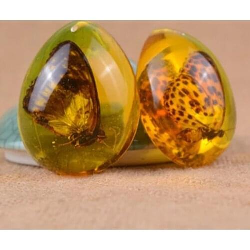 K3ND Animals Amber Butterfly Insects Stone Pendant Necklace Gemstone for DIY Jewelry