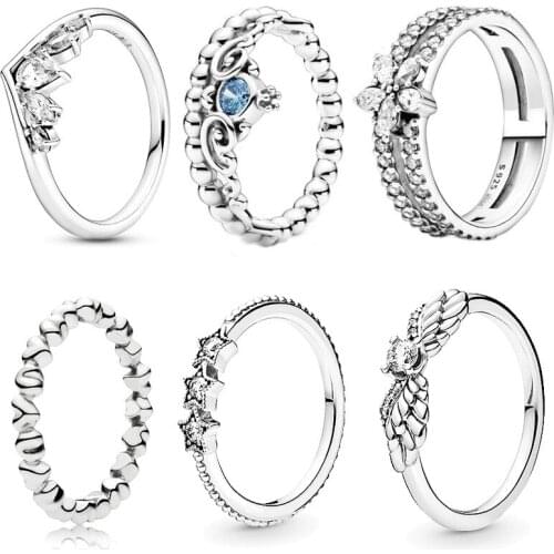 Pan, the new day of interstellar S925 pure silver ornaments snowflake shining radiance wishbones elegant female heart ring