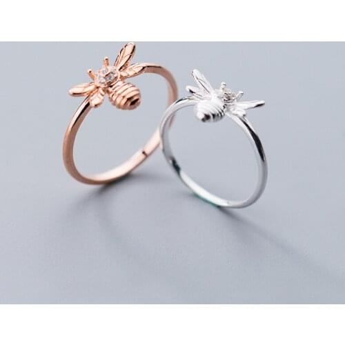 Real 925 Sterling Silver Bee Rings for Women Girls Cute Bumble Bee Jewelry Birthday Christmas Gifts