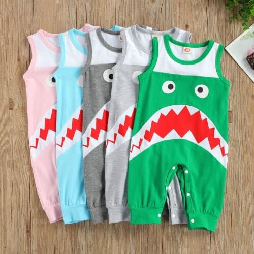 Citgeett Summer Newborn Baby Boys Fashion Sleeveless Cartoon Romper Stylish Jumpsuit Clothes