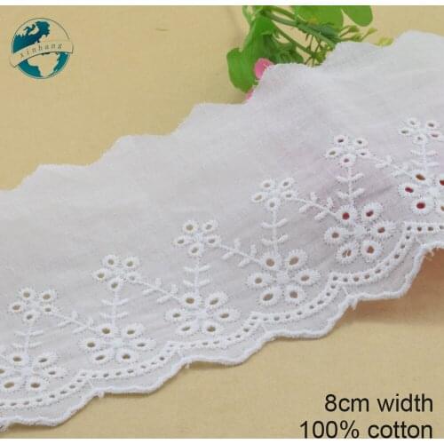 5yards8cm width Cotton embroid lace sewing ribbon guipure trims dolls lace warp knitting DIY Accessories wedding lace#3584
