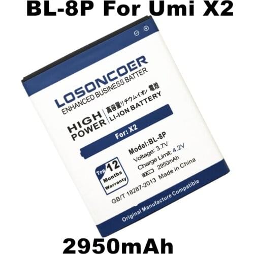 LOSONCOER 2950mAh BL-8P Battery For UMI X2 V5 VOTO X2 DNS S5002 BL 8P BL8P Mobile Phone Battery+Quick Arrive