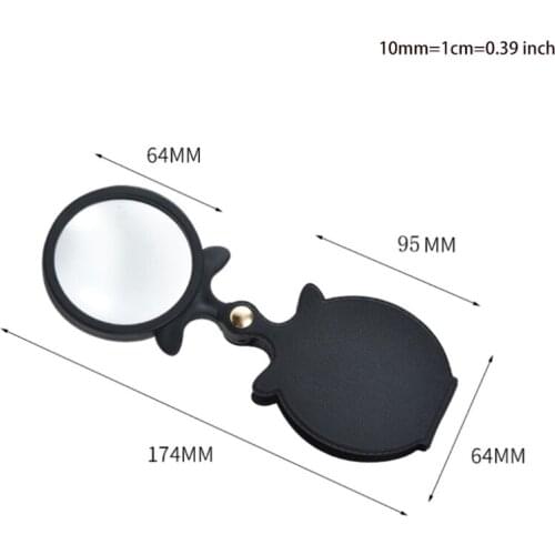 10X Small Pocket Magnifier Premium Folding Mini Magnifying Glass with Rotating Protective Leather Sheath Jewelry T5UC