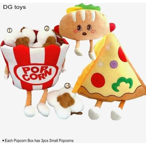 Cute Cartoon Fast Food Plush Toy Stuffed Hot Dog Popcorn Chicken Legs Pizza Chips Throw Pillow Children Funny Room Decor Cushion