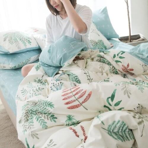 Fresh Air Jet Cotton Four-piece Simple Style Single Queen Duvet Cover Bed Sheet Pillowcase Supplies Student Three-piece Set